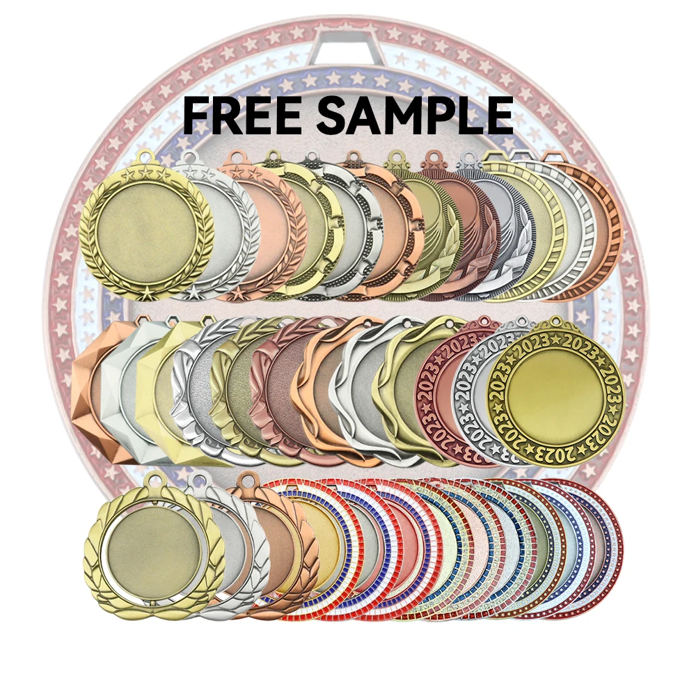 Blank Medals 2023 3D Wholesale Cheap Custom Gold Honor Black Souvenirs Awards Race Sports Custom Medals