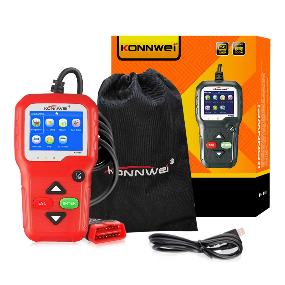 konnwei Factory direct universal car obdii diagnostic scanner automotriz Scanner  with print and upgrade function