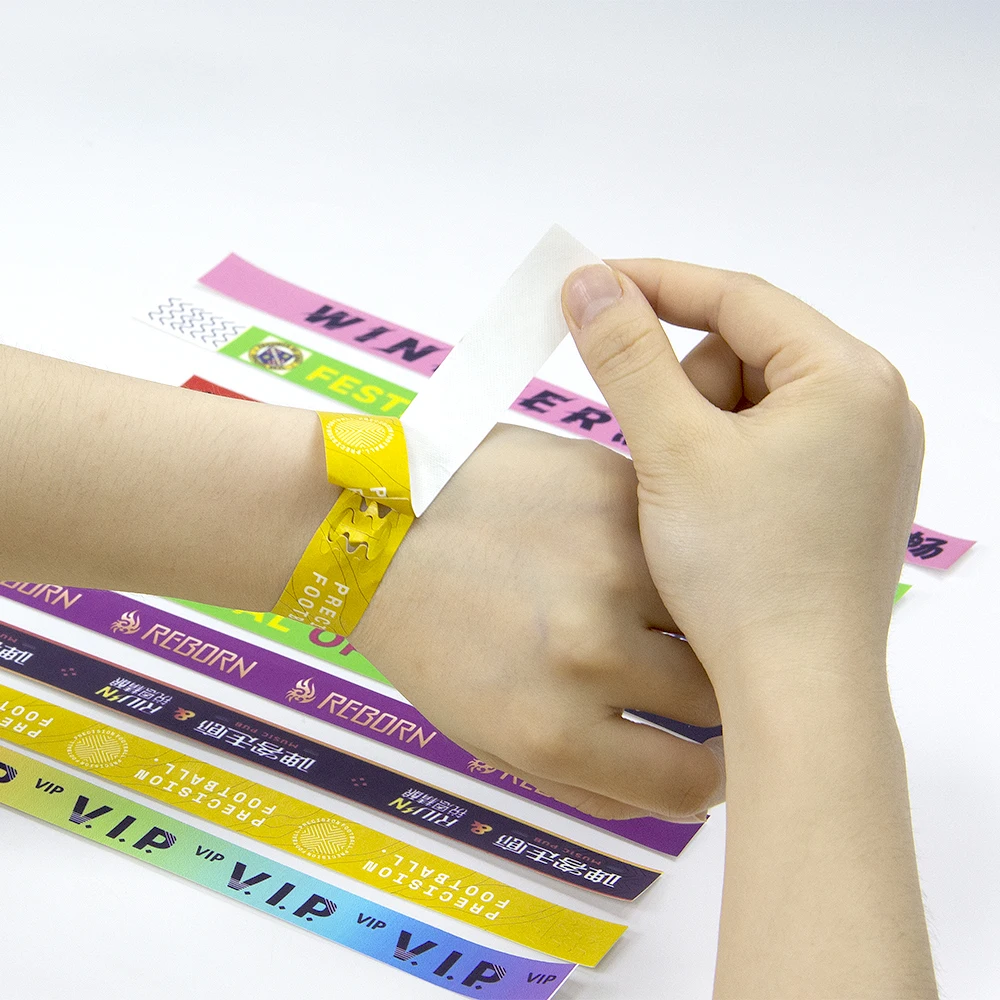 Custom Logo Tickets Disposable Wristband Waterproof Tyvek Ticket Printer Event Paper Wristbands Bracelet