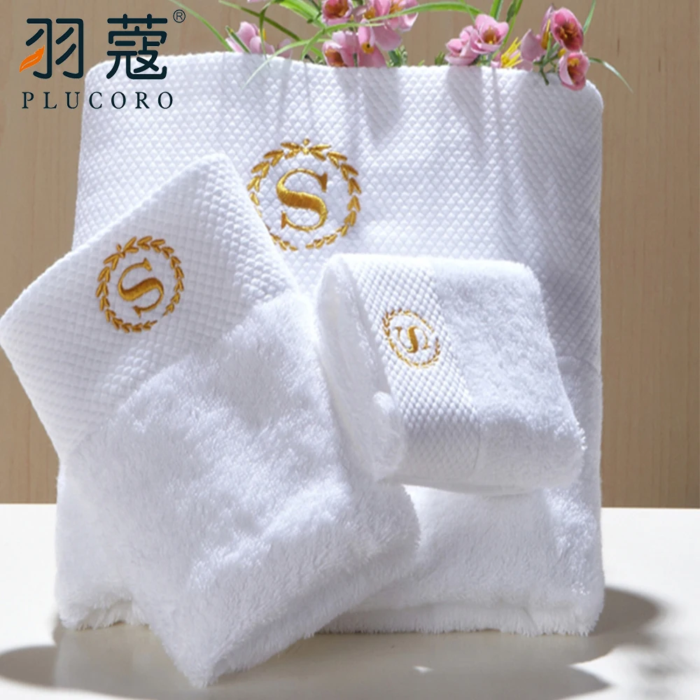 Hotel 100% Cotton 16s Towel Set Bath And Hand Towel With Embroidery Customer Logo