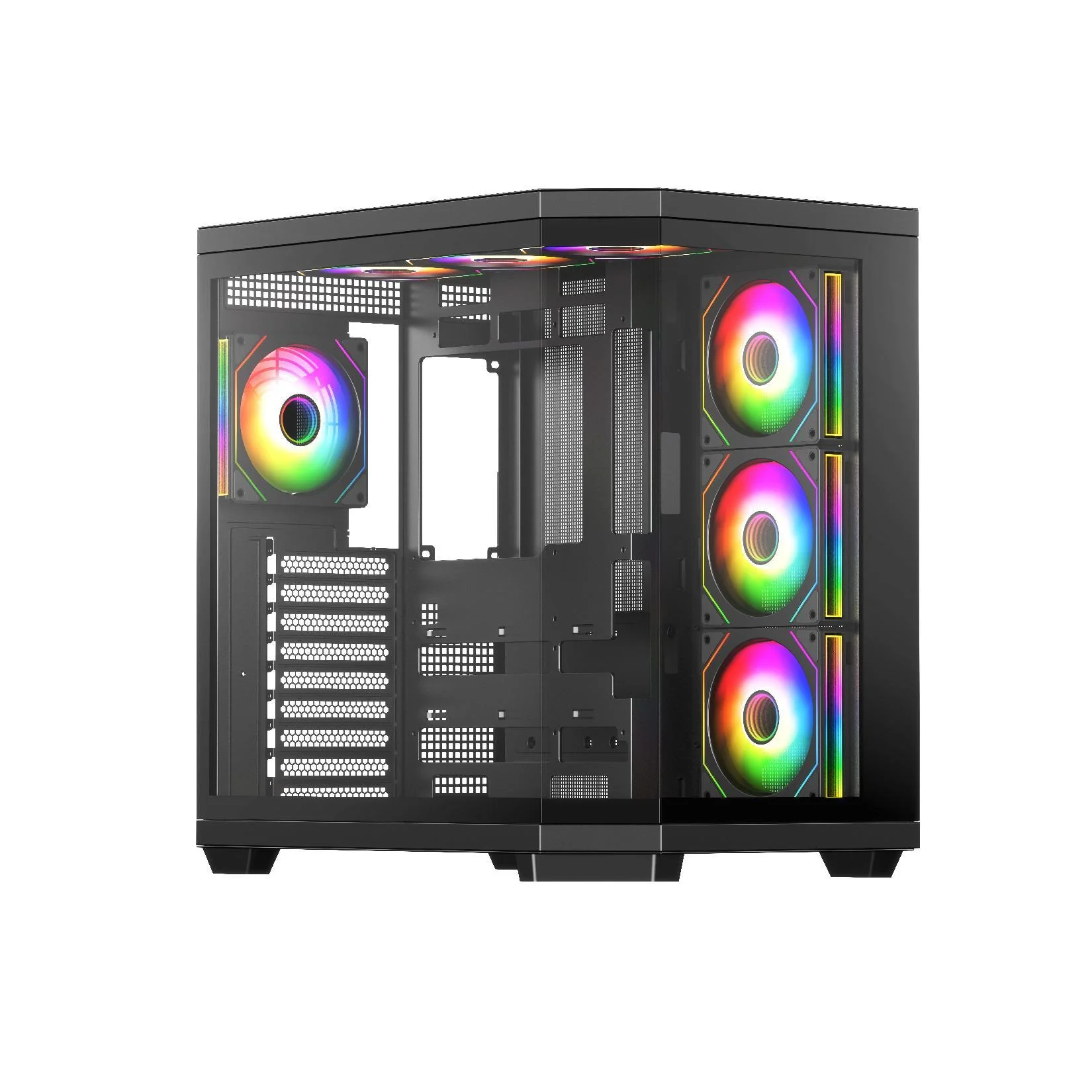 New model customized double-sided glass side Seaview computer case ATX wide capacity esport server chassis