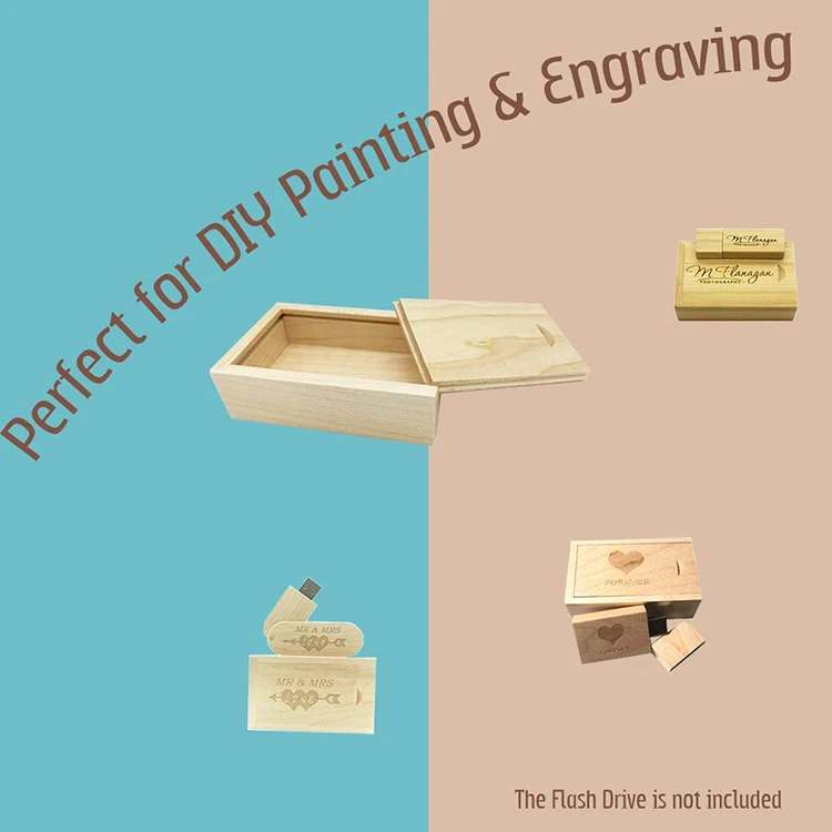 
Factory Cheap Best-Selling Creative Hidden Drawer Sliding Lid Wooden Coin USB Wedding Gift Photo Gift Box 