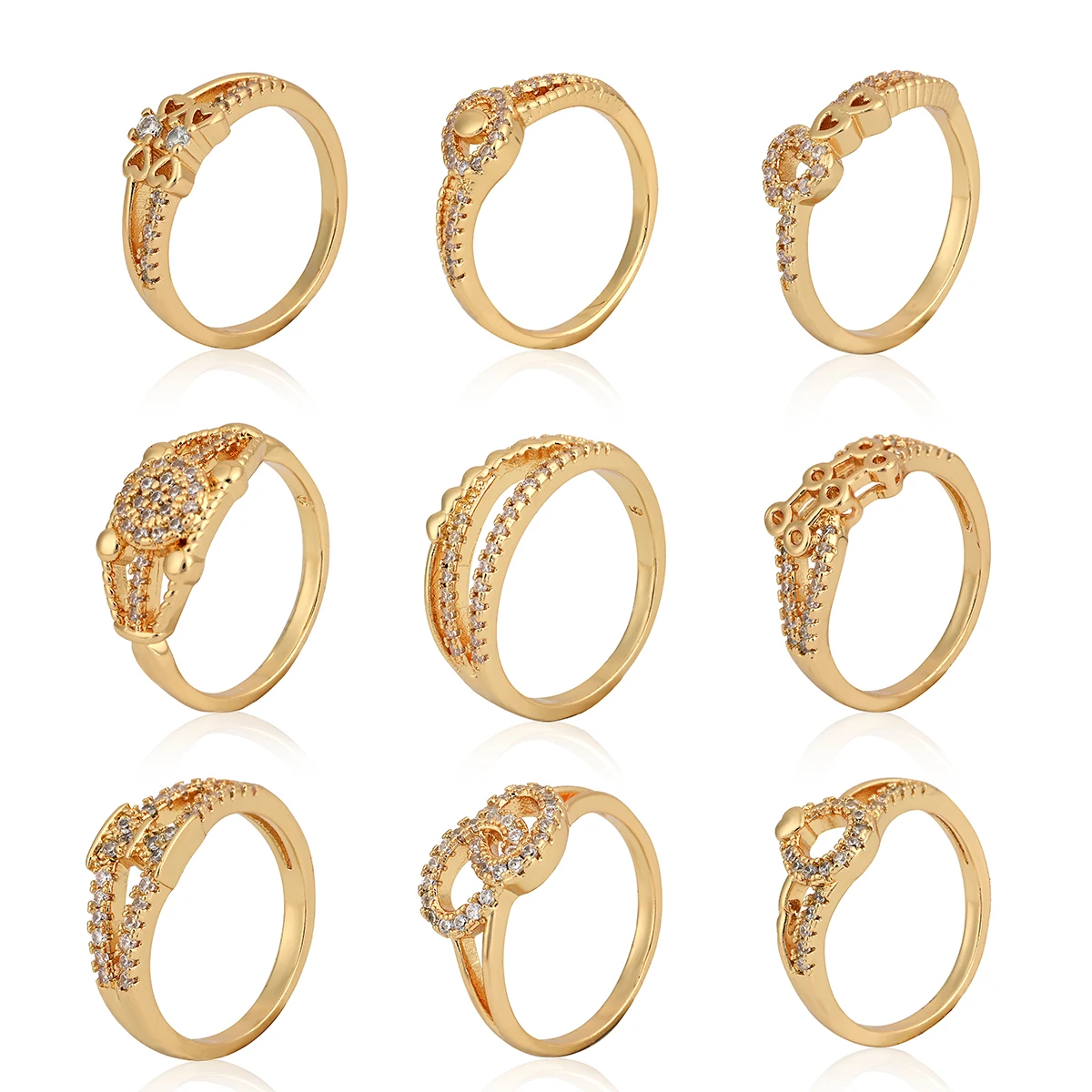 2024 Hot Sale Hollow Out Heart Shape 18k Gold Plated Ring Romantic Jewelry Wedding Diamond Rings For Women Wholesale Custom