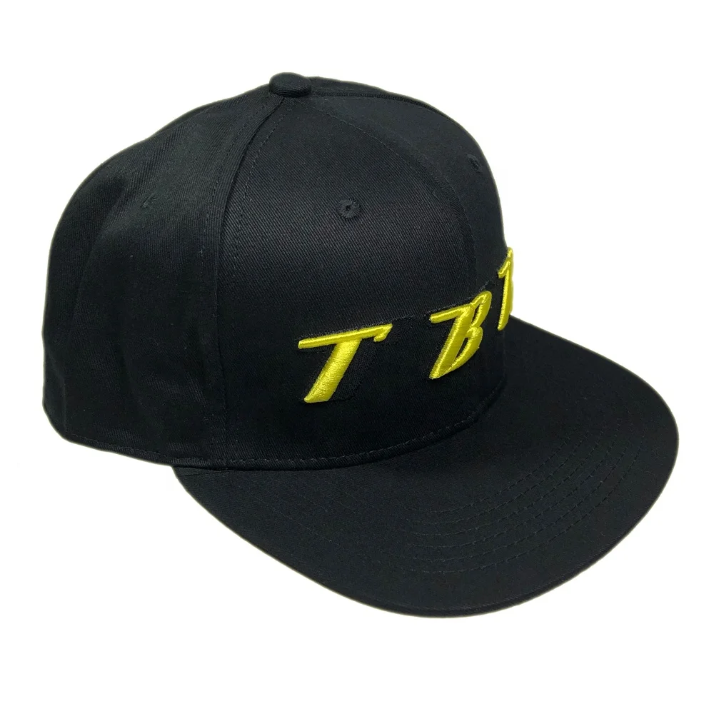 Custom fashion black 6 panel 3d embroidery flat bill topi men gorras snapback hats cap wholesale