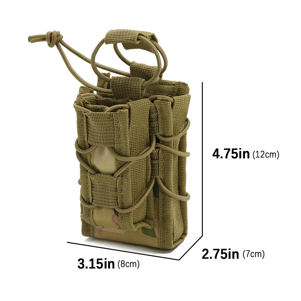 Molle Single Double Mag Pouch for 9mm 5.56mm Magazine Universal Tactical Pouches, Open-Top Ammo Holder Elastic Adjustable