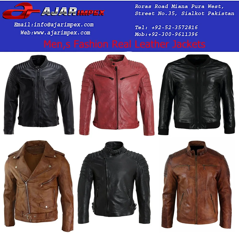 
Mens Real Leather Jacket Top Quality 