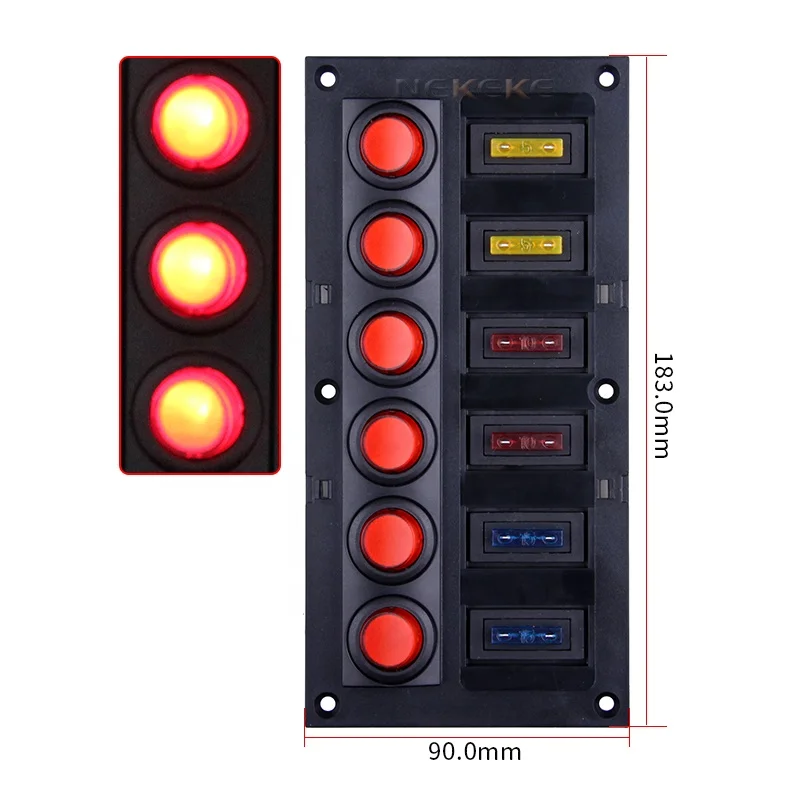 6 GANG 12V circuit breaker jeep boat rocker touch panel switch