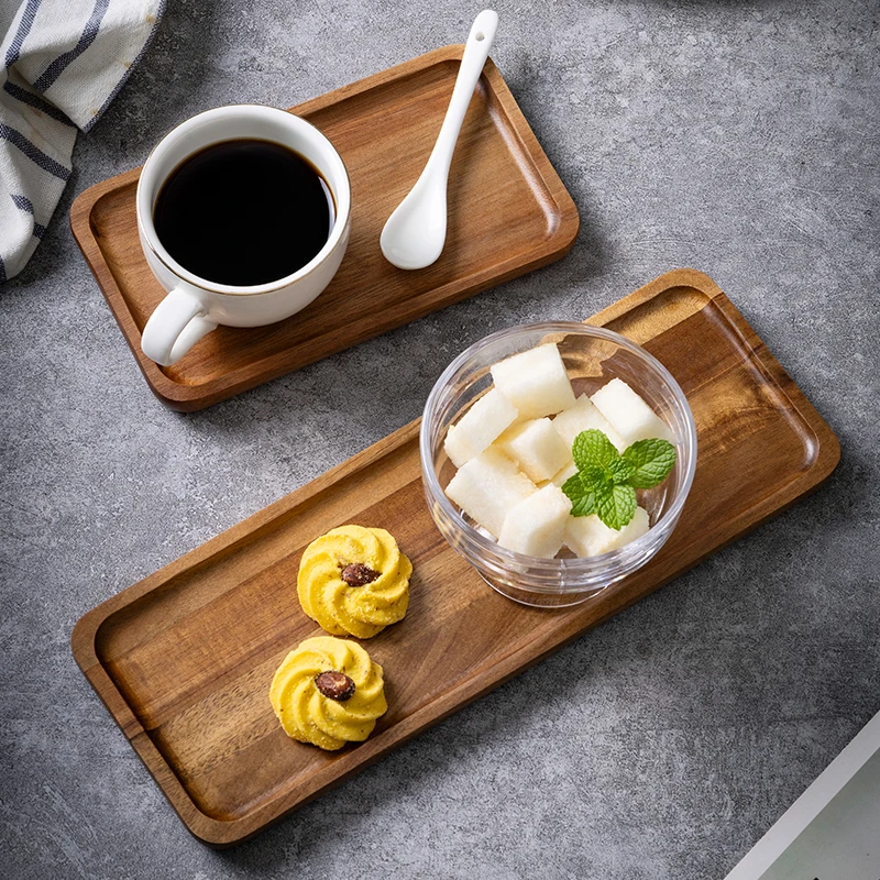 Serving Tray Oval Tea Tray Decorative Wood Plate Fruit Tray Vegetable Platter Home Bread Dessert Cake Plate Tableware