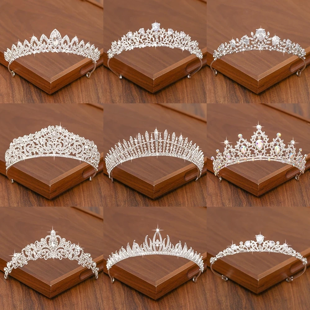 New Wholesale Bridal Wedding Rhinestone Crowns Cheap Prices Crystal Metal Crowns For Beauty Queens