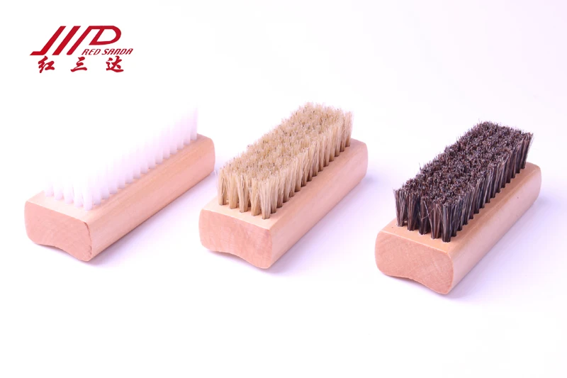 Hot Selling Portable Wooden Sneaker Brush Horse Hair Boar Bristles for Shoe Cleaning Beech Handle Removes Dust-for Home Use