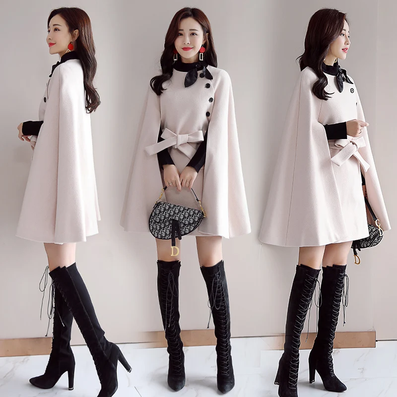 Cape jacket women double side wool cashmere feeling soft elegant design one size fits all women cape