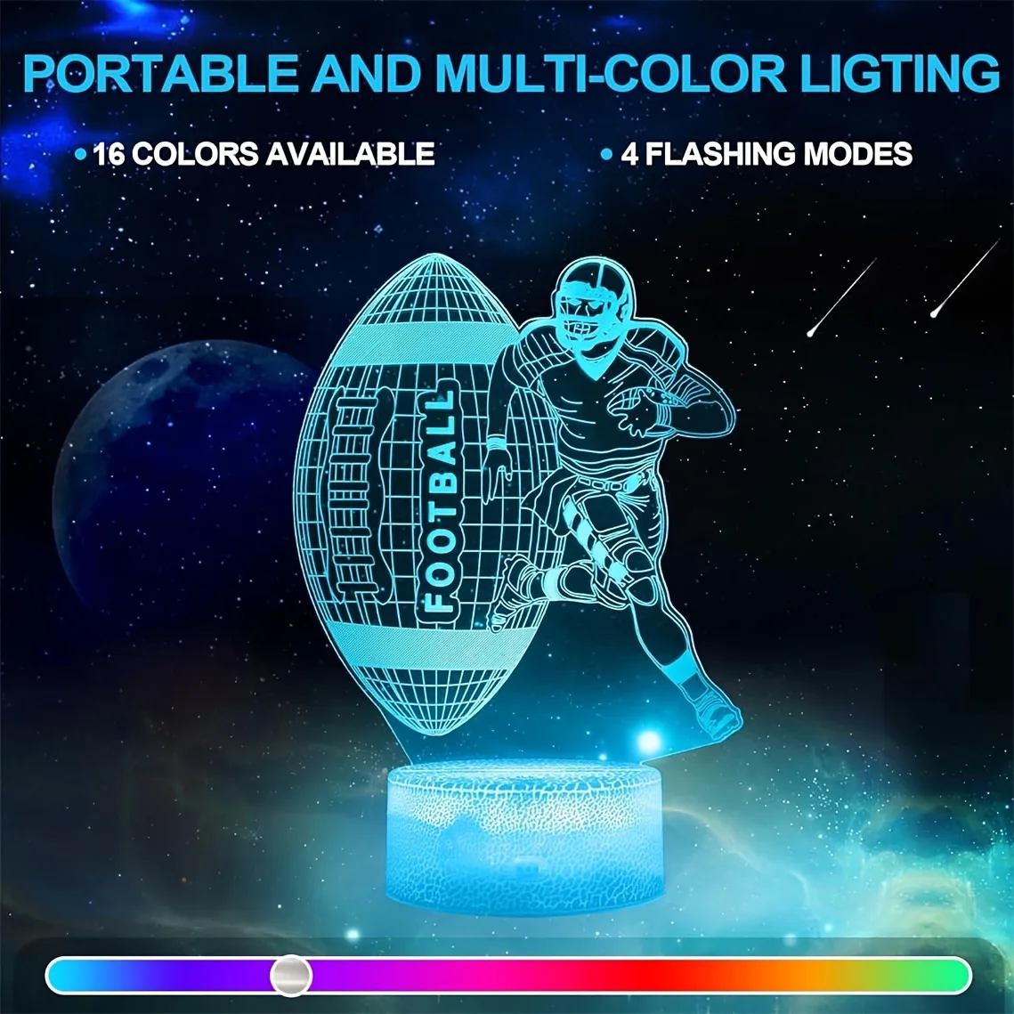 Magical Dream 16-Color Mode LED Night Light 3D Optical Illusion Football Player Lamp with Remote Control Perfect Gift Boys Girls