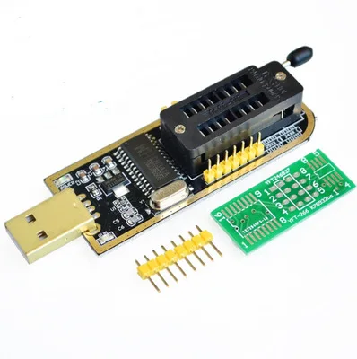 Тирантный золотистый USB-программатор завода материнской платы CH341A + тестовый зажим SOP8 ДЛЯ
