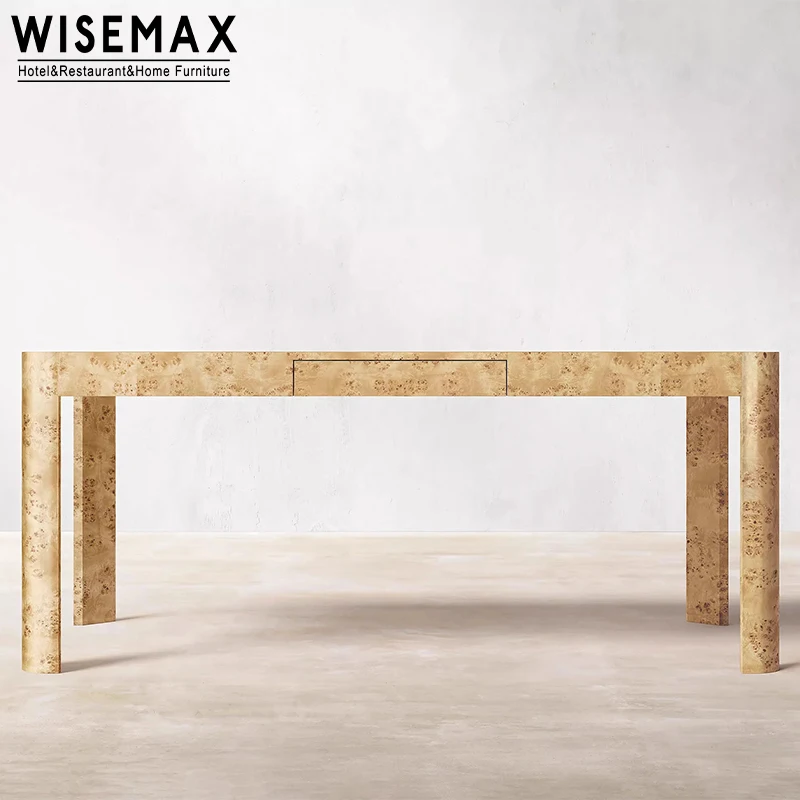 WISEMAX FURNITURE luxury hotel furniture bedroom desk table solid wood furniture burl wood table wooden beds dressing table