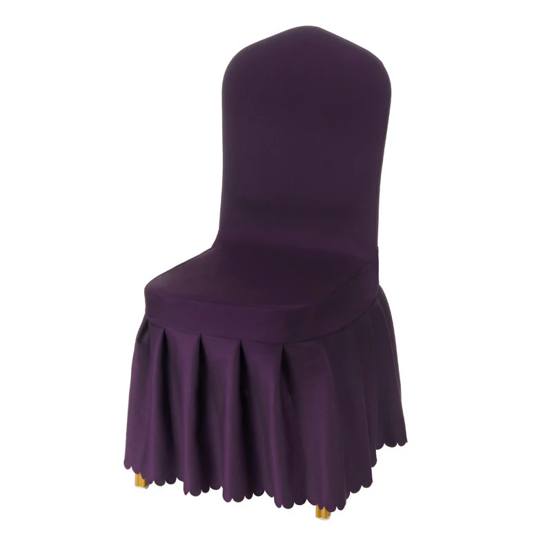 2022 new 230g custom wholesale white banquet wedding polyester thickened elastic pleated skirt chair cover