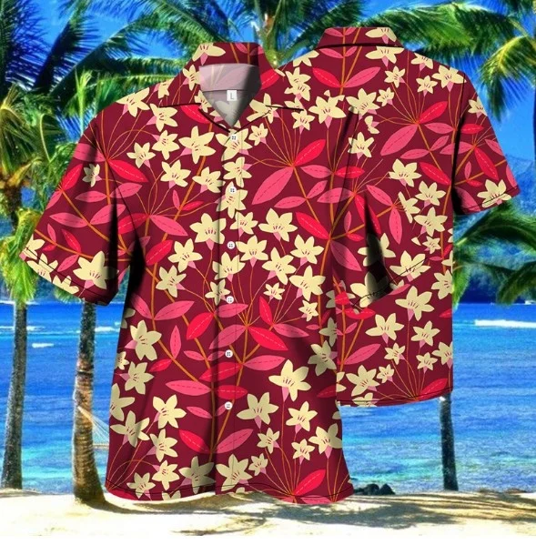 High quality 100% polyester 3d sublimation printing hawaii men shirt