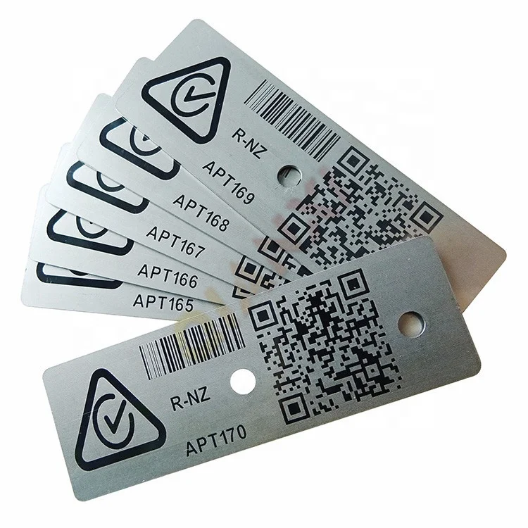 Laser Engraving Serial Number Plates Anodized Aluminium Asset Tracking Tags Custom Printing Metal QR Code Barcode Labels