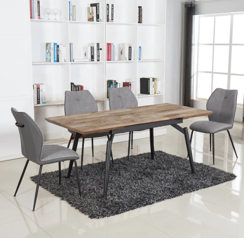 Upscale MDF top metal legs extension table dining table for living room furniture