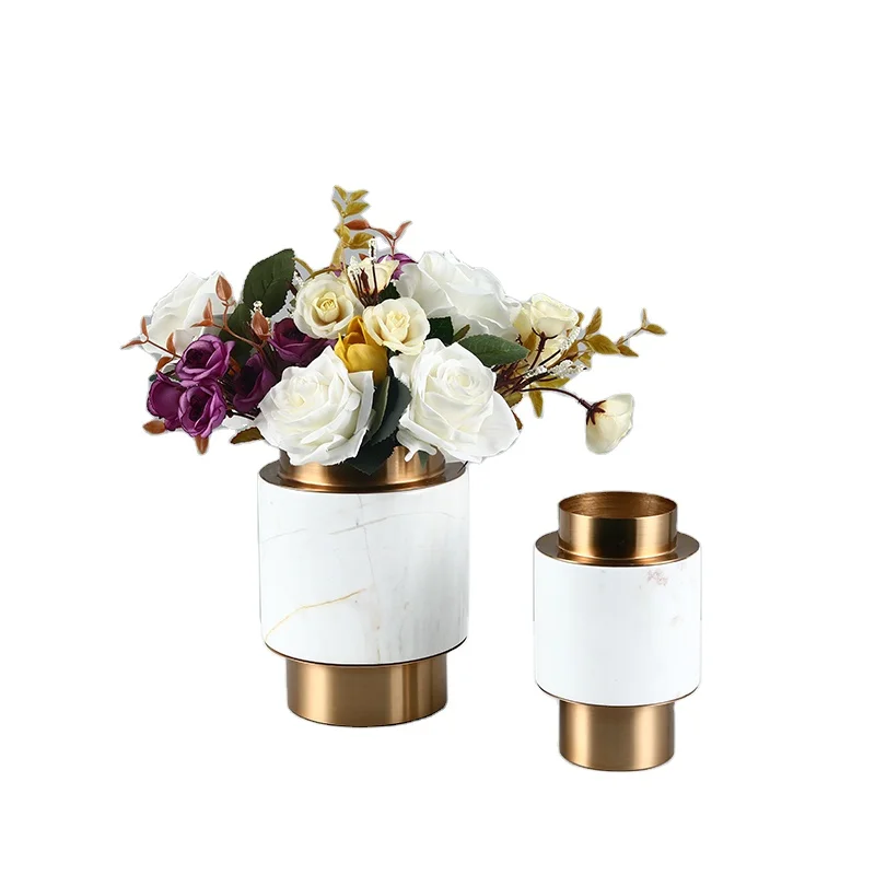 
Light Luxury Northern Europe White And Gold Desktop Decorative Storage Vase Ceramic & Porcelain Vases 