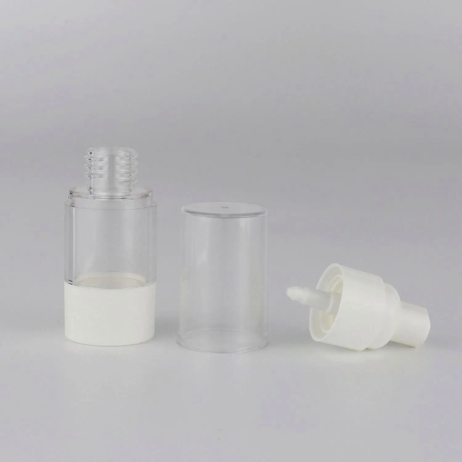 Stock clear In stock 15ml 30ml 50ml Mini Atomizer white head Mist Airless Spray Bottle Packaging Cosmetic Airless Pump Bottle
