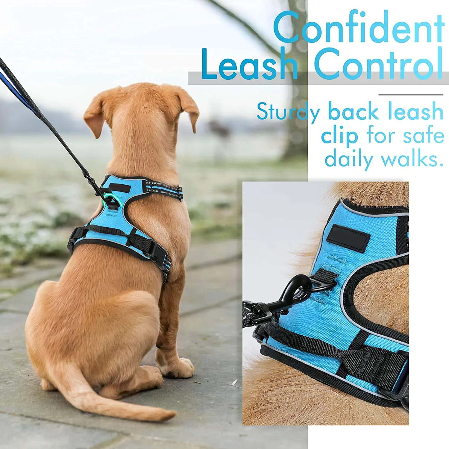 Wholesale Custom Reflective No-Choke Pet Oxford Vest Adjustable Soft Padded Dog Vest No-Pull Pet Harness with 2 Leash Clips