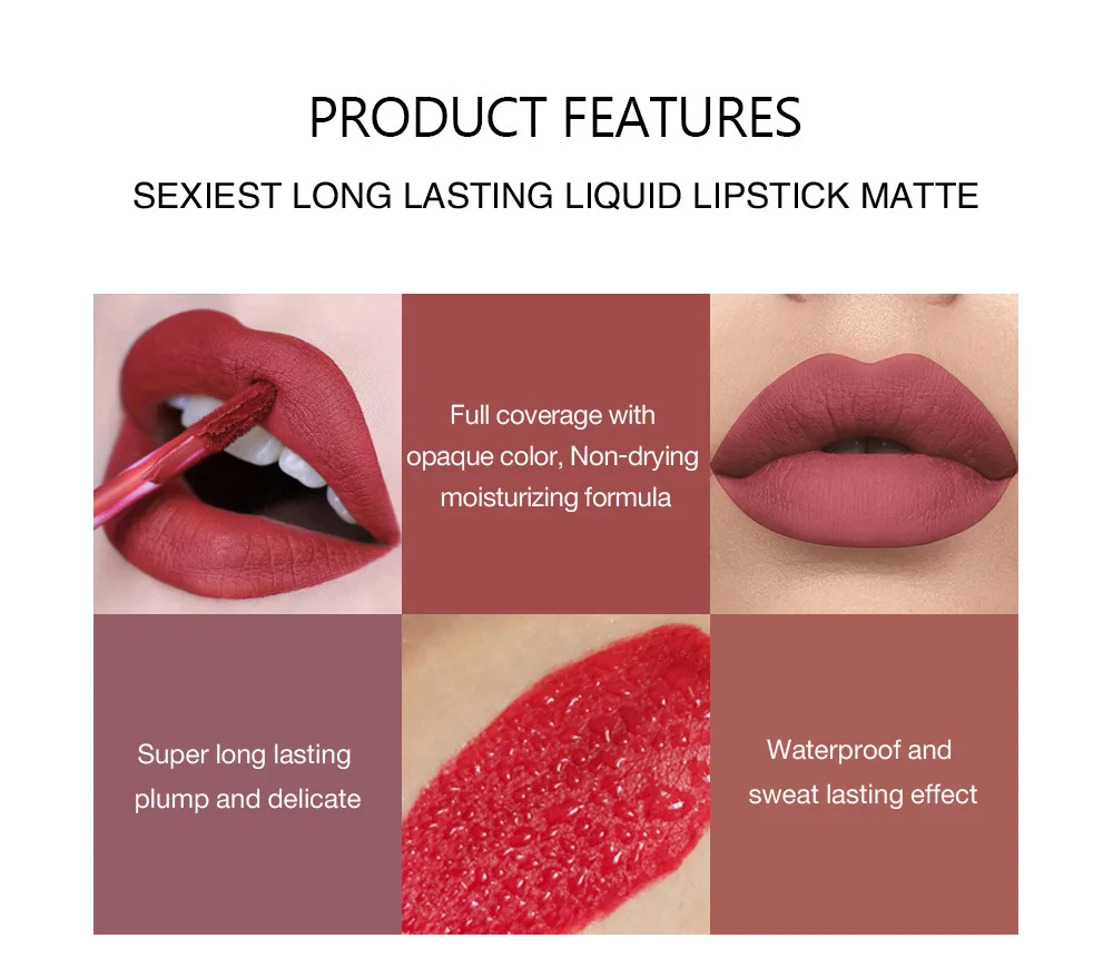 HANDAIYAN 6 PCS Lipstick Set Make-up for women Sexy Long Lasting Liquid Lipstick Glaze Set Nonstick Cup Waterproof beauty Makeup