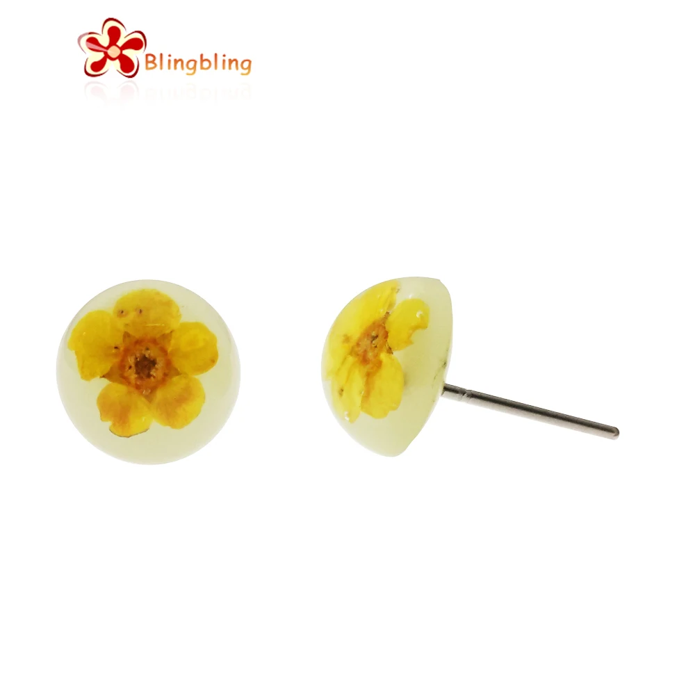 Acrylic stud round button flower earrings flower women 2020