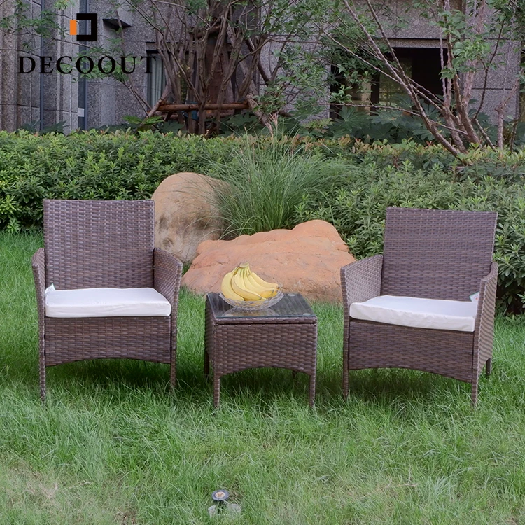 3 Pcs KD Rattan Chair Set Garden Furniture Table And Chairs Garden