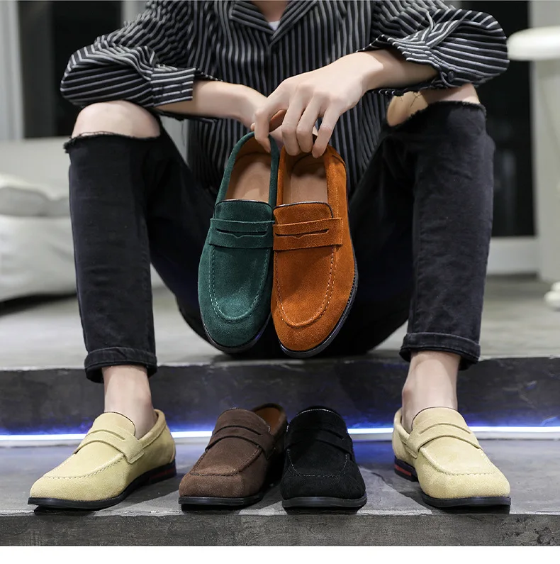 Ample New Arrival Fashion Suede loafers Wedding Driving Leather Moccasin Shoes dress Shoes For Men