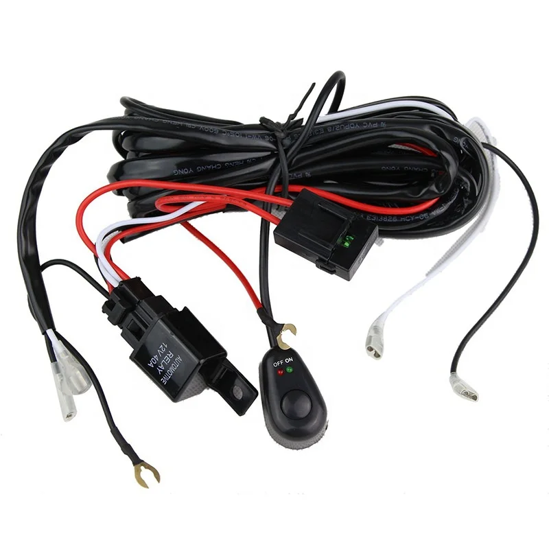 Car Wiring Harness Switch Relay Kit For 2 LED Work Light Bar Cable Auto Offroad Driving Lamp With Switch Fuse 40A 12V Auto Parts
