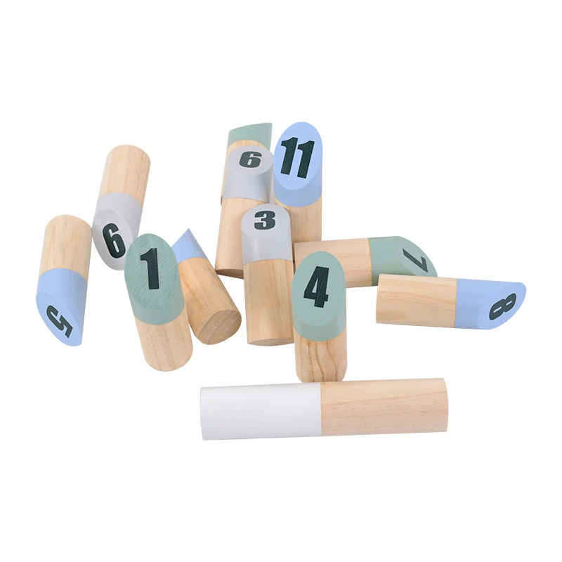 Unisex 12 Stick Number Kubb Pins Fun Rubber Throwing Dowels for Outdoor Lawn Games Kids Adults Family Garden Toy Box Packaging