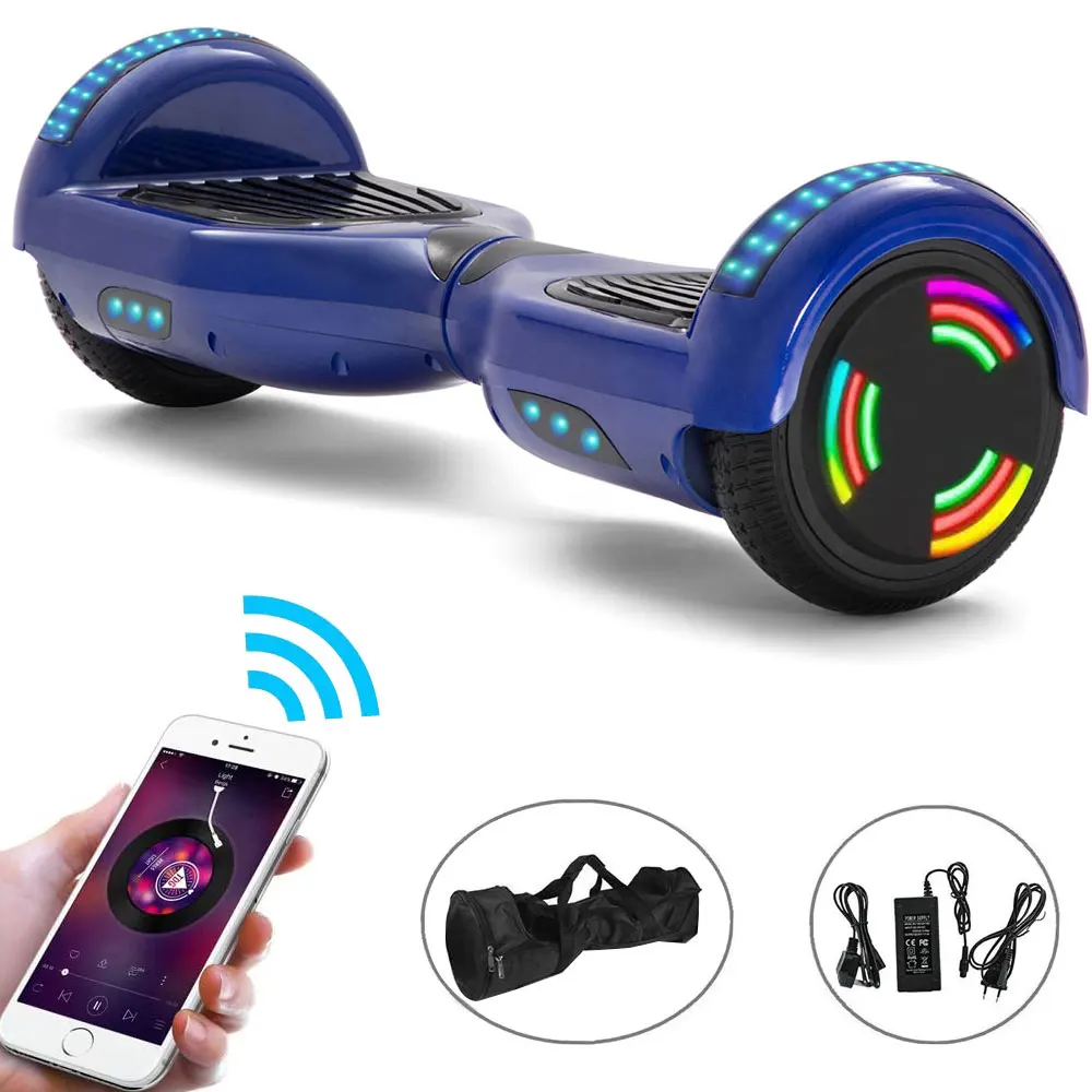 EU Warehouse Blue 6.5 Inch  2 Wheels Electric Scooters LED Remote Control Self-balancing Scooter For kids Hoverboard
