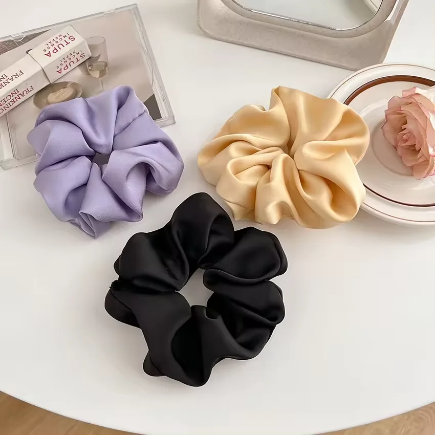 2023 Oversized Satin Hair Accessories Scrunchies Hair Ties Women Girls Large Jumbo Scrunchies Elastic Hair Band Free B007