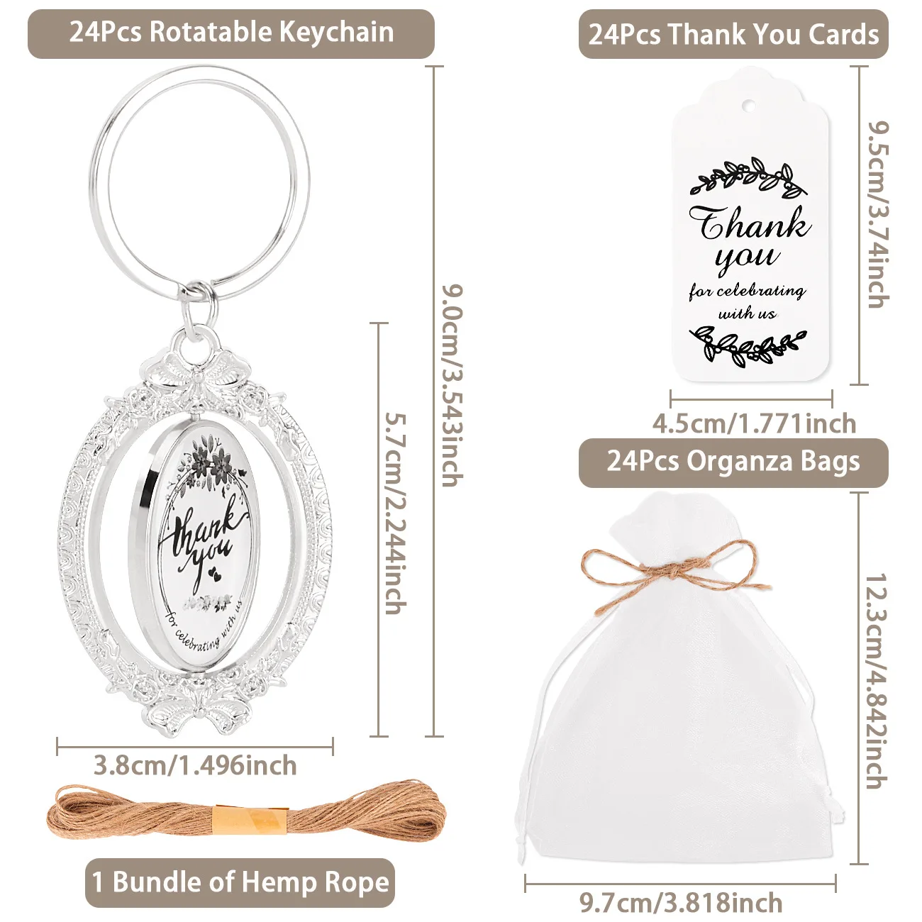 New Arrival-Wedding Favors for Guests Key chain Thank You with Tags and Organza Bags Wedding Souvenirs  & Gift for Guests Bridal