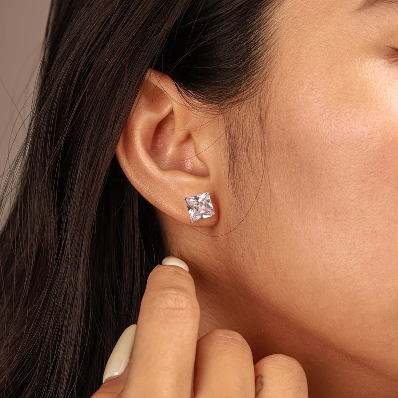 Dylam Statement Earring Women Designer Korean Fashion Sterling Silver Zircon Stud Earrings For Women 2021 Studs Earrings Jewelry