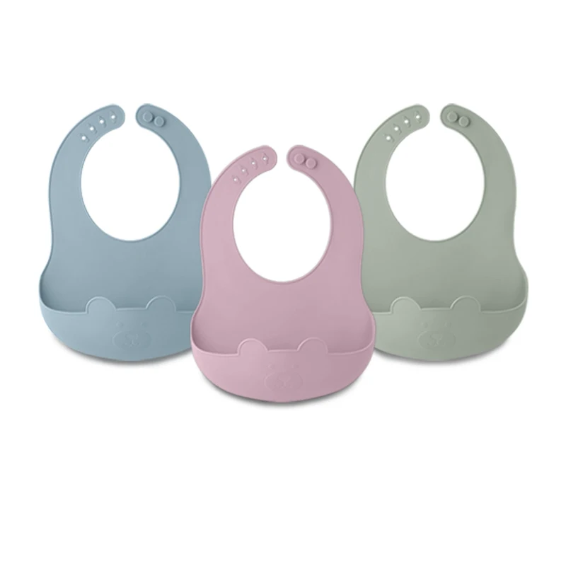 Food Grade Silicone Bib Toddler Selling Reasonable Price Silicone Bib With Snap Newborn Bib