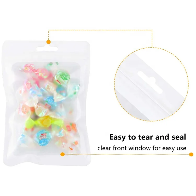 
17 Sizes Matte White Mylar Zipper Bags Aluminum Foil Food Storage Bags with Clear Window for Craft Jewelry Necklace Earrings Pac 