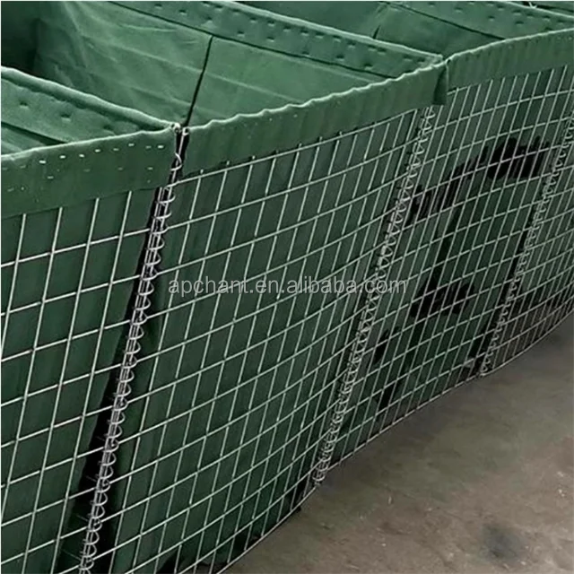 High Tensile Strength Green Geotextile Zinc-Coated Defensive Sand Barrier Flood protection Barriers /welded Mesh Barrier Bastion