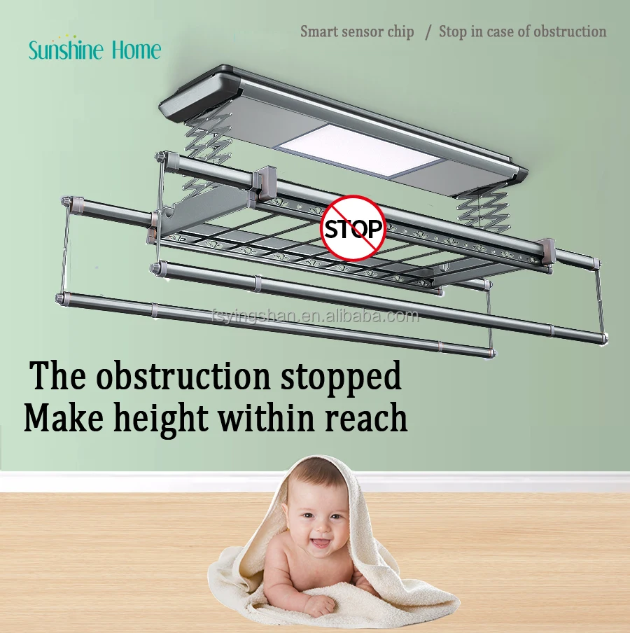 Aluminium alloy Intelligent Lift Cloth Rack Airer Dryer Indoor Folded Hanger stretchable Electric Ceiling Clothes Drying Rack