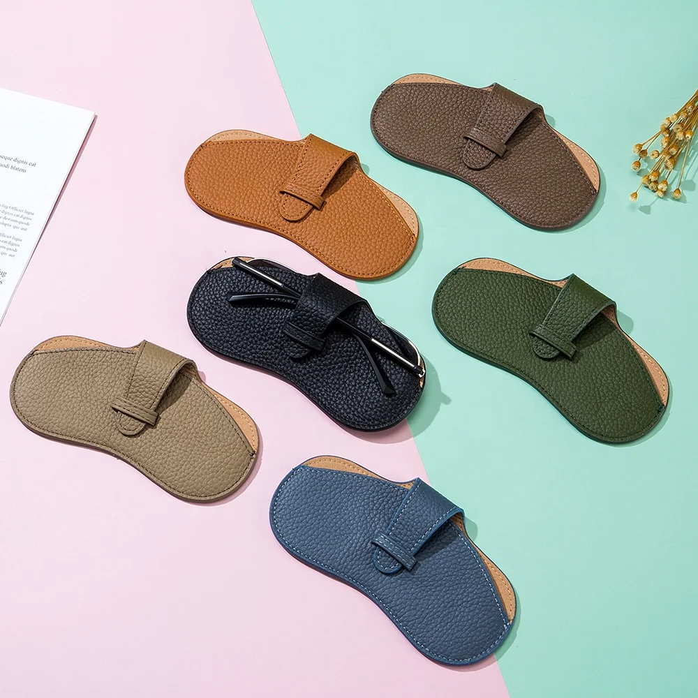 New Designer Fashion Genuine Leather Custom Logo Glasses Case Sunglasses Case Eyeglass Pouch