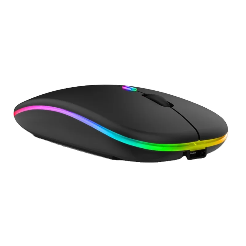 Новейшая Бесшумная мышь для ноутбука RGB беспроводная перезаряжаемая