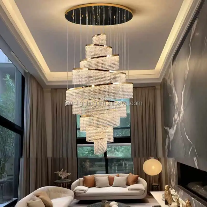 Modern Nordic Crystal Chandelier for Hotel Lobby Restaurant Bar Counter round Pendant Lighting with Iron Parts for Room Decor