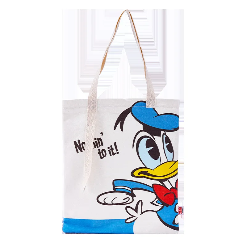 
Custom canvas hand bag for female can love Mickey Mouse one - shoulder handheld shopping bag students cartoon Donald Duck 