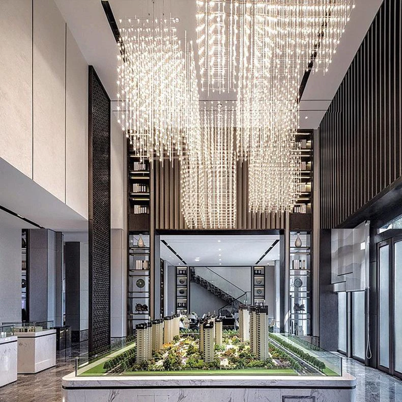 Luxury Crystal Glass Acrylic Pendant Light Professional Designer Large Hotel Project Custom Made LED Chandelier