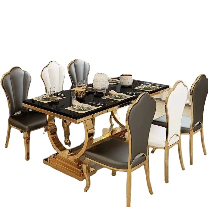 
Nordic style marble countertop dining table set restaurant set chair modern coffee shop dining table metal bar table dining set 