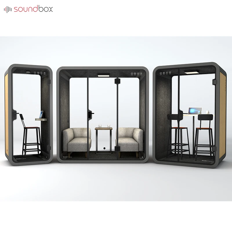 Customize private meet box container sofa furniture soundproof office sound absorbing pod booth