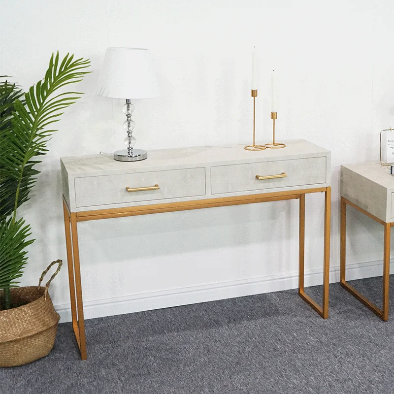 Belleworks Large Entrance Table Mdf Wood Golden Frame Grey Hallway With 2 Drawer Entry Wood Entrance Table