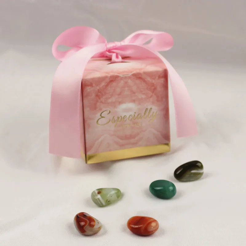 Square Shape Wedding Gift Candy Boxes with Colorful Ribbon for Ceremony for Wedding Party