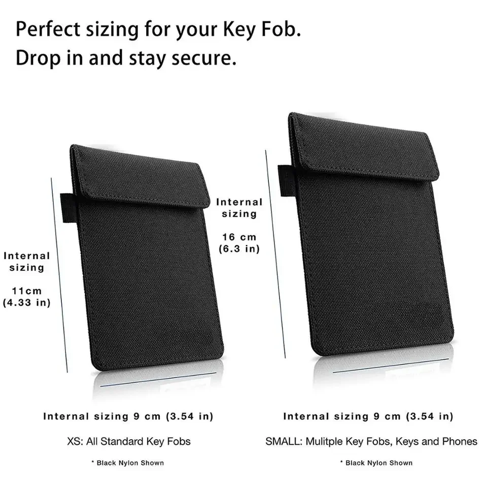 Nylon fabric wifi/gsm/lte/nfc/rf Signal Blocking Faraday Key Fob Case wallet card holder Faraday Bag For mobile Phone.