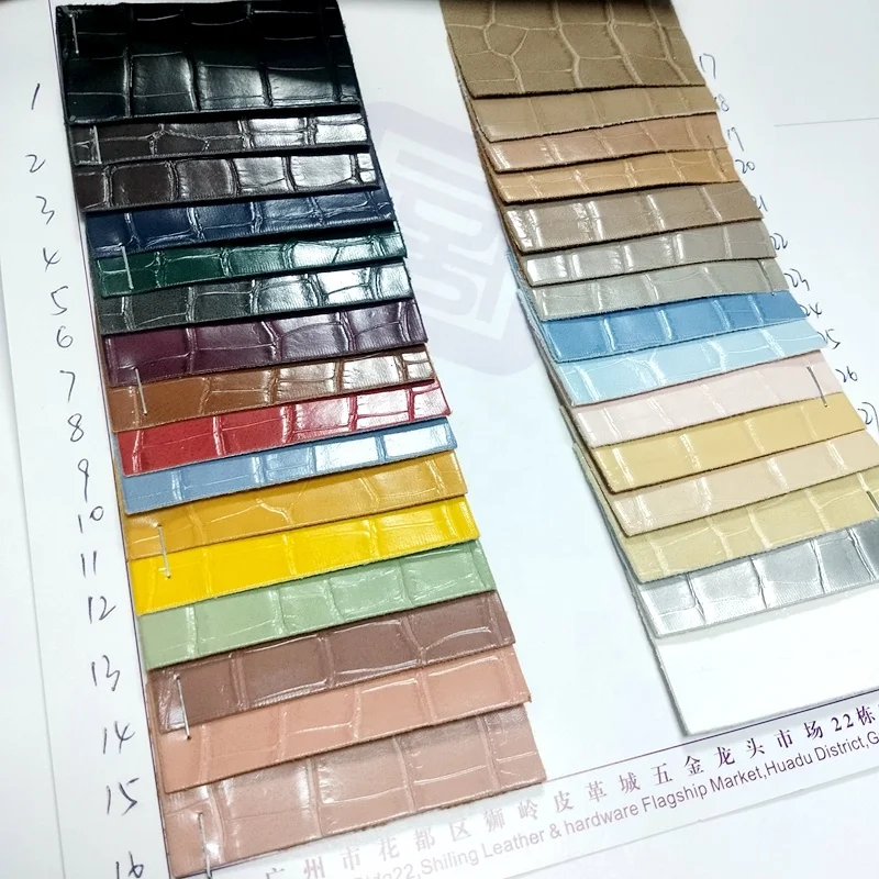 Crocodile pattern lattice line artificial leather PVC smooth artificial leather Fabric for bags and handbags